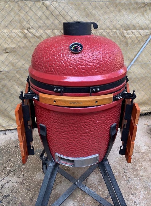 Barbacoa Kamado 21” + parrilla y piedra pizza