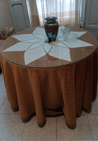 Mesa camilla redonda con cristal