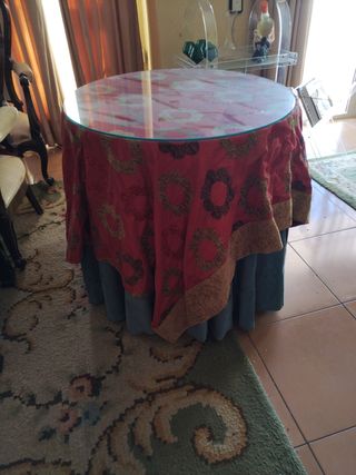 Mesa camilla redonda cristal y tela