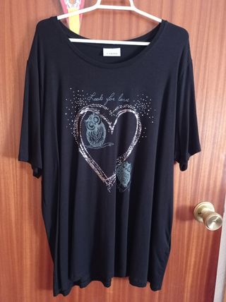 Blusa CANDAY negra con búhos y corazón
