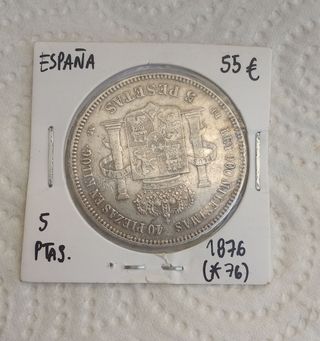 5 Pesetas Alfonso XII 1876