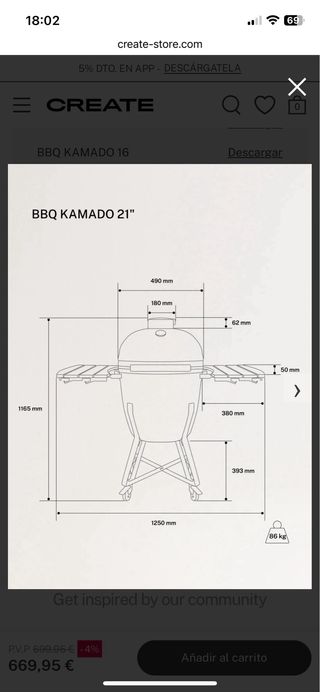 Barbecue in ceramica Kamado 21 + pietra per pizza