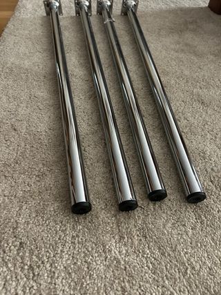 4 Patas de Mesa Metálicas Plateadas