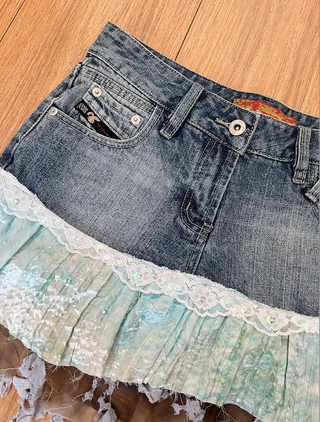 Falda vaquera estilo patchwork