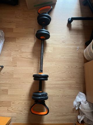 Mancuernas ajustables con asas naranjas 10kg
