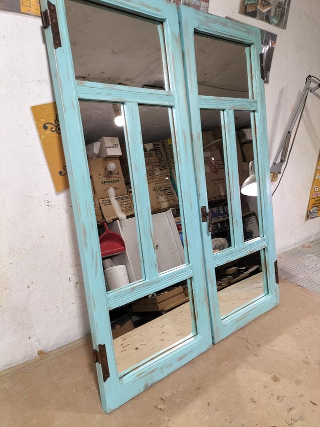 2 Ventanales Antiguos Restaurados con Espejos