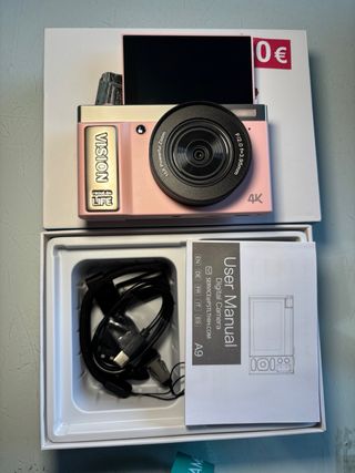 Cámara Digital 4K VISION Rosa y Dorada