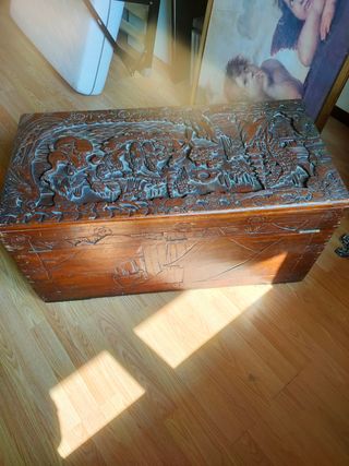 Cassapanca legno intagliata stile inglese