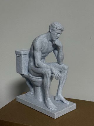 Statua Pensatore Seduto WC Grigio