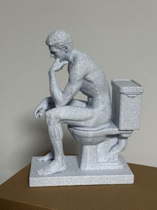 Statua Pensatore Seduto WC Grigio