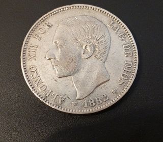 5 Pesetas 1882, *18*82, España.