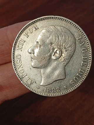 5 Pesetas 1882, *18*82, España.