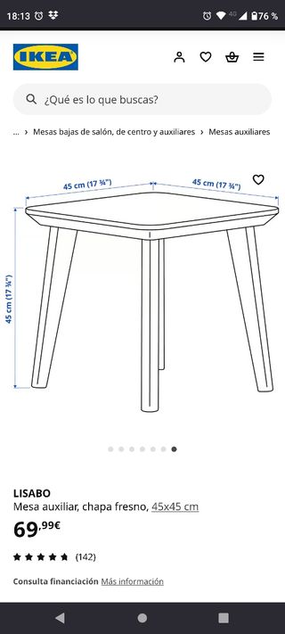 Mesa auxiliar IKEA LISABO pequeña