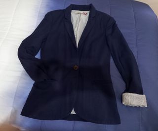 Blazer azul mujer manga larga casual