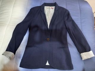Blazer azul mujer manga larga casual