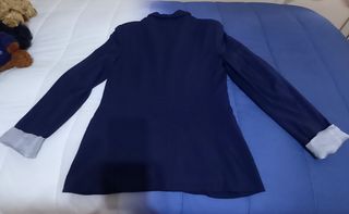 Blazer azul mujer manga larga casual