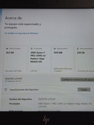 POCO USO | HP Elitebook 745 G5 Plata