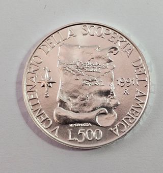 500 Lire V Centenario Scoperta Dell'America 1991