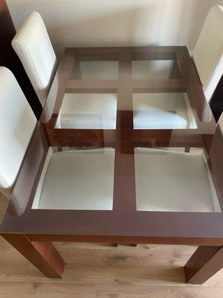Mesa Comedor Cristal y Madera 