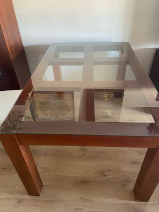 Mesa Comedor Cristal y Madera 