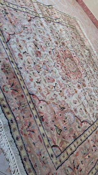 Tappeto persiano lana beige e rosa 1.57m x 1.45 m