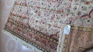 Tappeto persiano lana beige e rosa 1.57m x 1.45 m