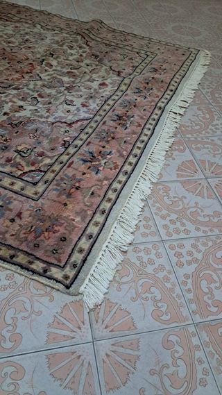 Tappeto persiano lana beige e rosa 1.57m x 1.45 m