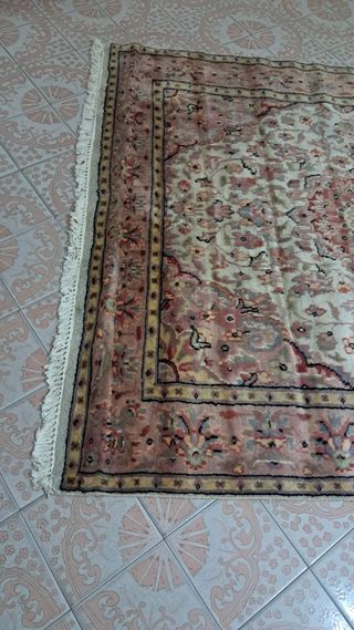 Tappeto persiano lana beige e rosa 1.57m x 1.45 m