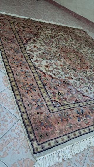 Tappeto persiano lana beige e rosa 1.57m x 1.45 m