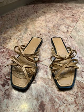 Sandalias Zara Beige Lazo