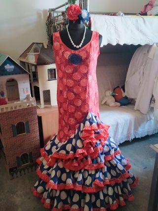 Traje Flamenca Gitana Sevillana Talla 44