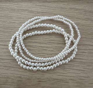 Set 4 Pulseras Perlas Blancas