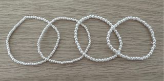 Set 4 Pulseras Perlas Blancas