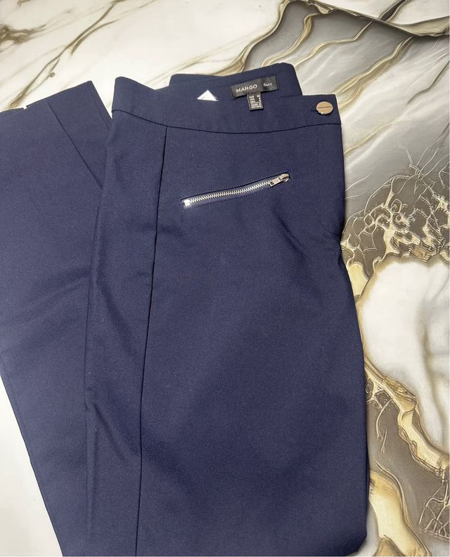 Pantaloni eleganti donna Mango blu taglia M