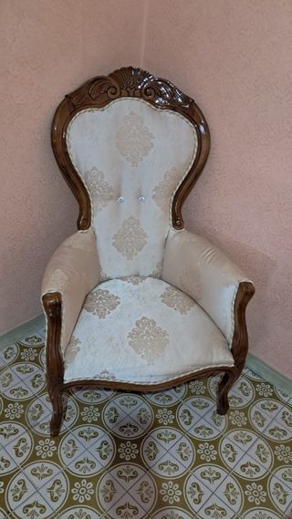 Poltrona elegante salotto tessuto e legno