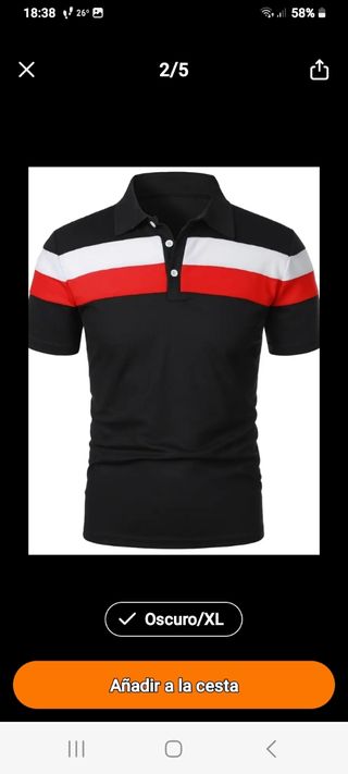 Polo hombre rayas negro, blanco y rojo Talla XL