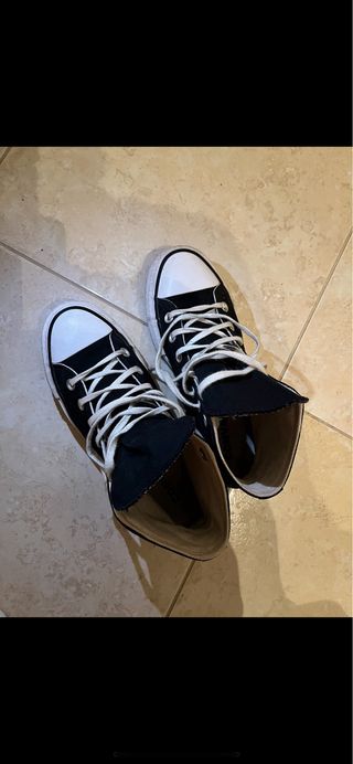 Converse platform alte nere con lacci