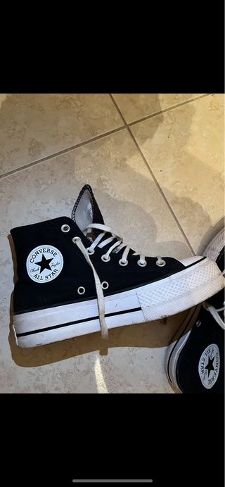 Converse platform alte nere con lacci