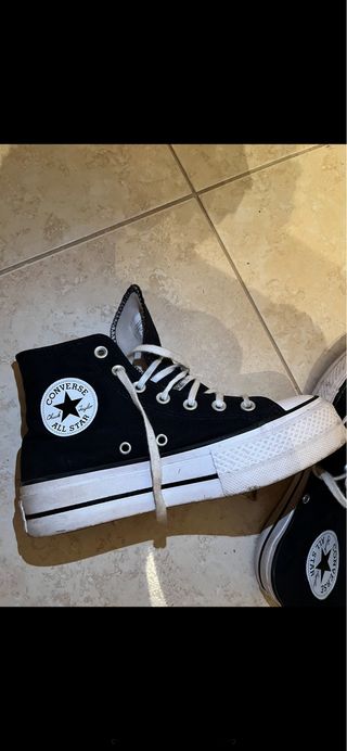 Converse platform alte nere con lacci