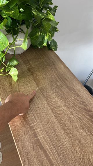 Mesa alta madera y metal 120x40x100
