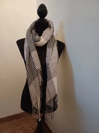 Pañuelo/Fular Pied de Poule Negro y Blanco