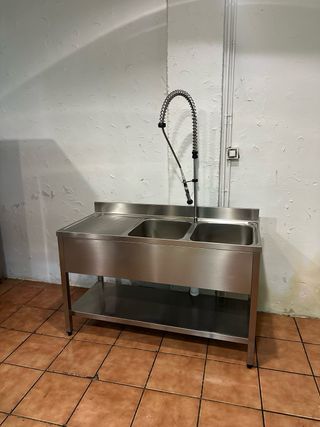 Fregadero doble acero inoxidable con grifo