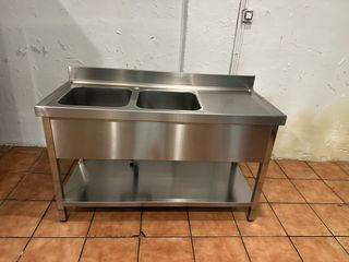 Fregadero industrial doble acero inoxidable