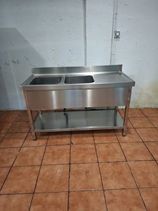 Fregadero industrial doble acero inoxidable