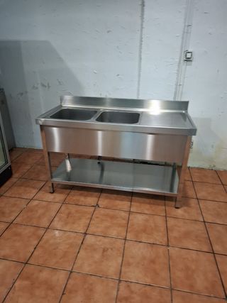 Fregadero industrial doble acero inoxidable