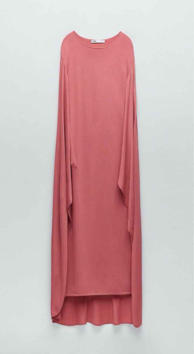 Vestido largo punto capa Zara rosa