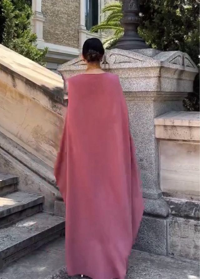 Vestido largo punto capa Zara rosa