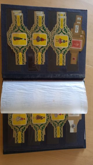 Álbum de fotos azul con diseño dorado