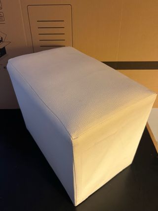 Pareja Puff Piel Sintética Blanca