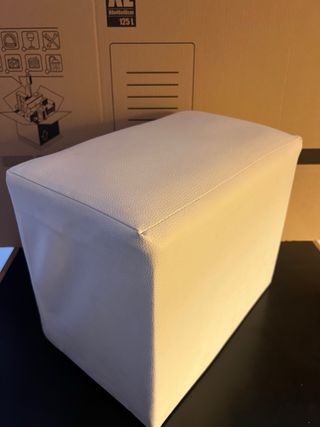 Pareja Puff Piel Sintética Blanca